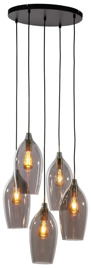 Lampadario con paralume in vetro grigio scuro-bronzo ø 45 cm Lukaro - Light &amp; Living