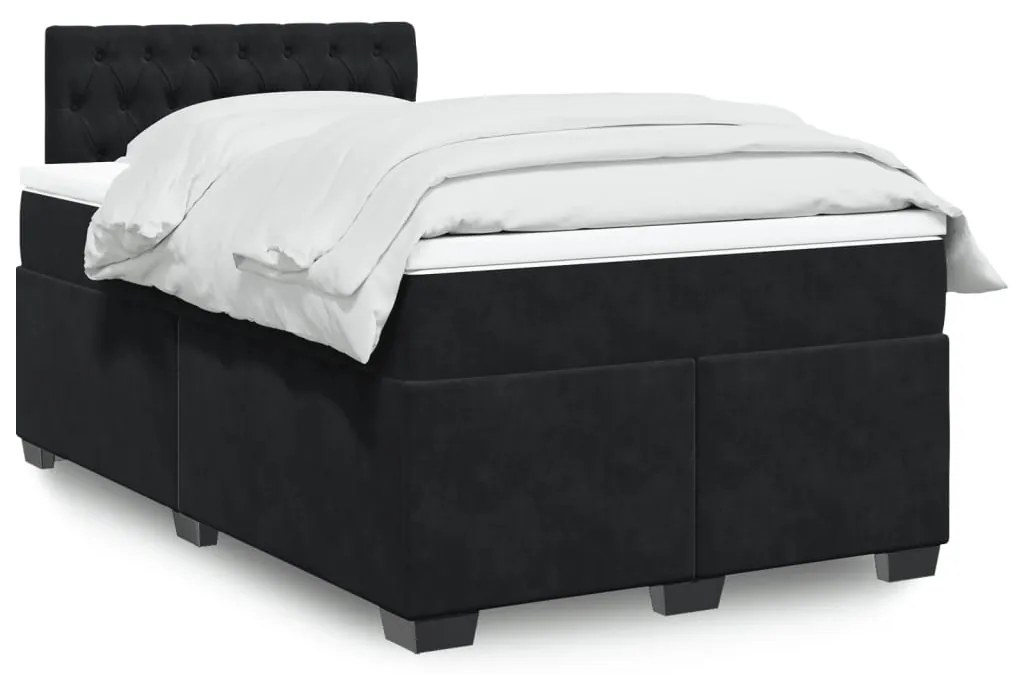 Giroletto A Molle Con Materasso Nero 120x190 Cm İn Velluto /