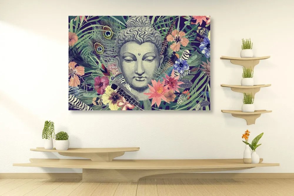Stampa su tela – Buddha su sfondo esotico