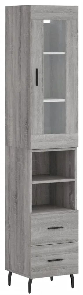 Credenza Grigio Sonoma 34,5x34x180 cm in Legno Multistrato