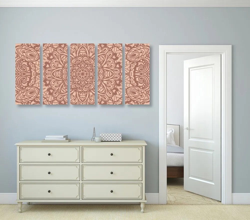 Quadri 5 pezzi – Mandala floreale
