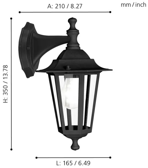 EGLO 22467 - Applique da esterno LATERNA 4 1xE27/60W nero