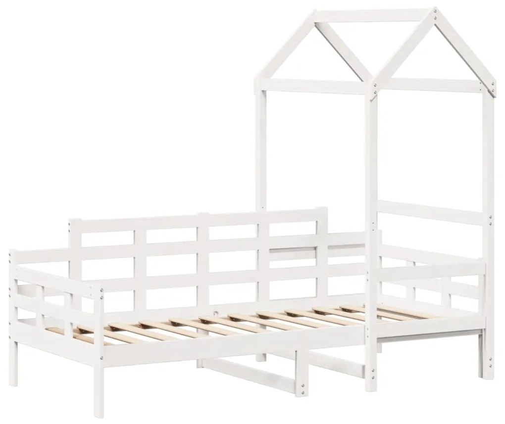 Dormeuse con tetto 80x200 cm bianco in legno massello di pino