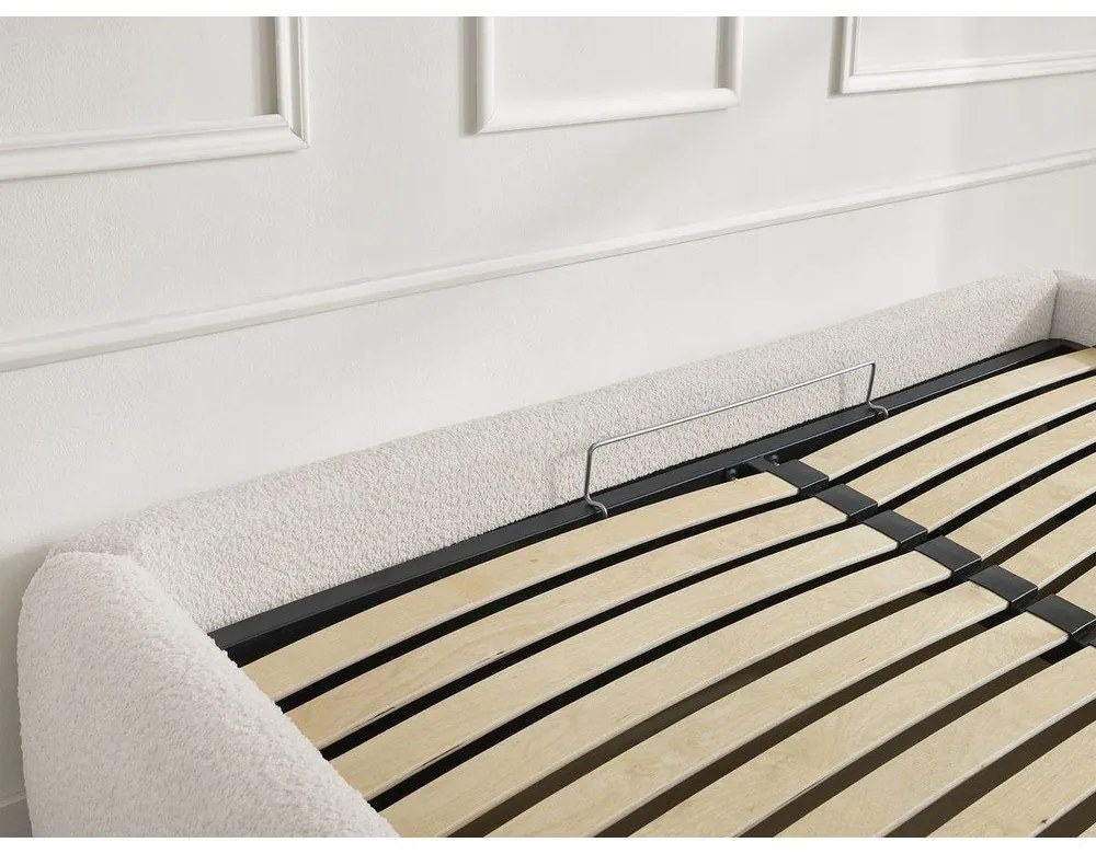 Letto matrimoniale imbottito bianco con contenitore/senza testiera con rete inclusa 160x200 cm Inera – Bobochic Paris