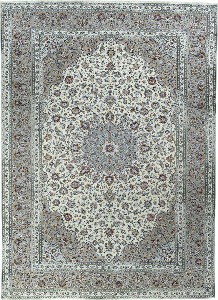 Kashan Tappeto persiano 410x300 Beige (Iran) Annodato A Mano
