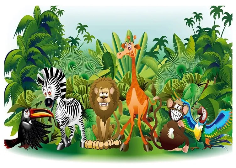 Fotomurale  Jungle Animals  Colore Verde, Dimensioni e Misure 100x70