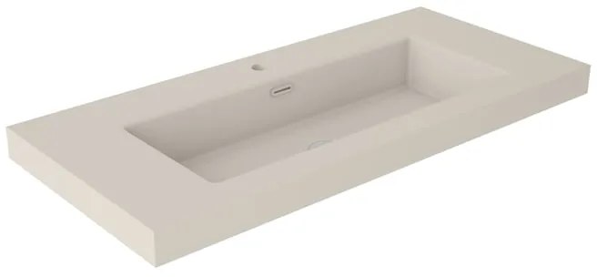 Lavabo a incasso rettangolare vasca centrale Nantes L 101 x H 6 x P 46 cm in resina crema satinato
