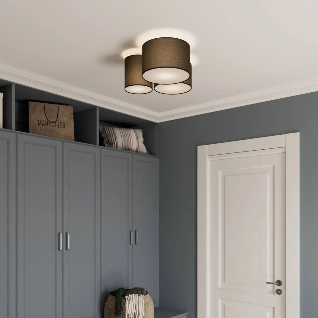 Plafoniera soffitto Laurenz Lindby, dimmerabile, Alluminio / Grigio / Zincato, Soggiorno / Sala da pranzo, Tessuto / Stoffa / Seta, Moderno, Plafoniera