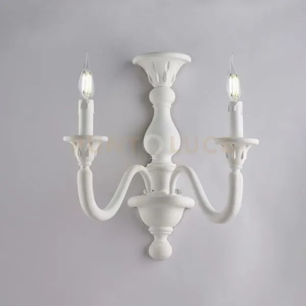 Applique in legno bianco shabby 2 luci lucca