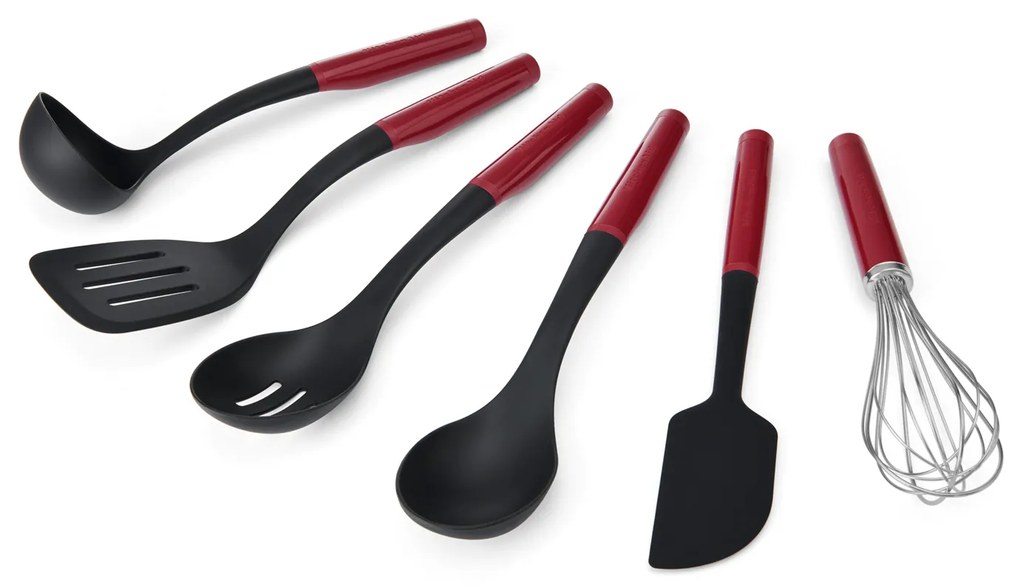 Set 6 utensili cucina nylon manico rosso KitchenAid