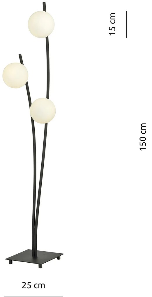 Piantana Contemporaneo Oceano Acciaio Nero 3 Luci E14 Ip20