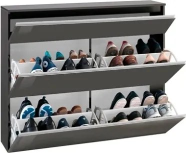 Scarpiera Da Ingresso 3 Ante 120x26x108 Antracite Laccato 24 Paia Magic Made in Italy