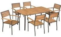 Set da Pranzo da Giardino 7 pz in Massello di Acacia e Acciaio cod mxl 40945