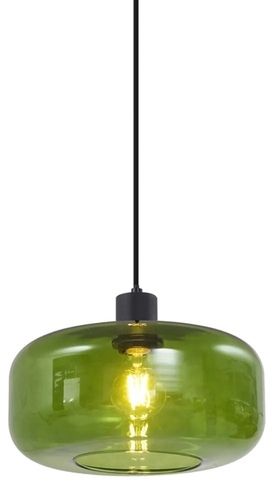 Lampada a sospensione retrò nera con vetro verde - Bizle