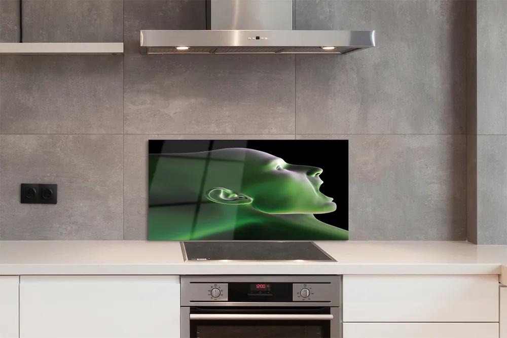 Pannello paraschizzi cucina Testa di uomo con luce verde 100x50 cm