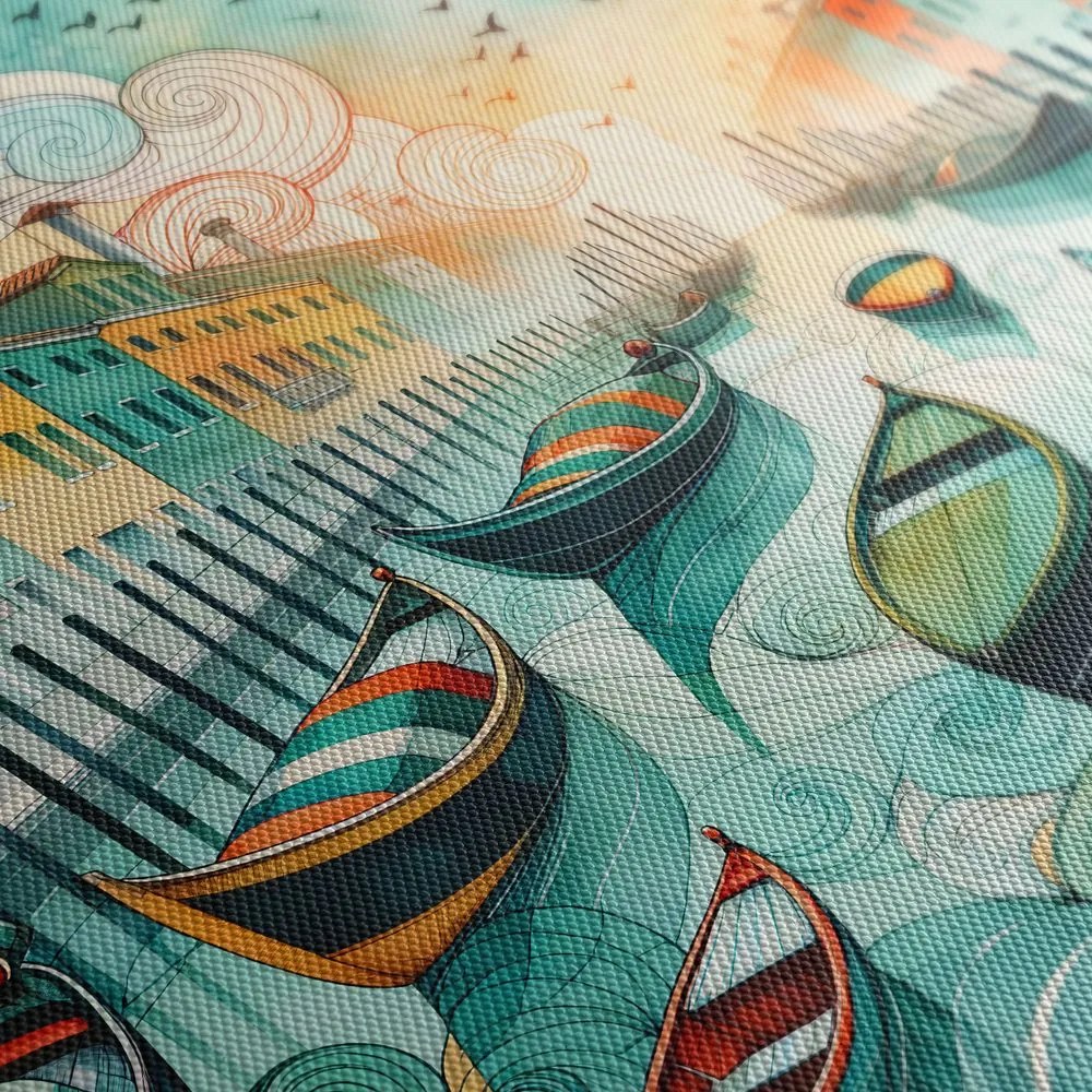 Quadro su tela – Gondole colorate nelle strade di Venezia