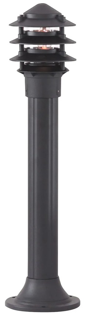 Paletto Esterno Contemporaneo Bollards Alluminio Nero Vetro 1 Luce E27 H73Cm