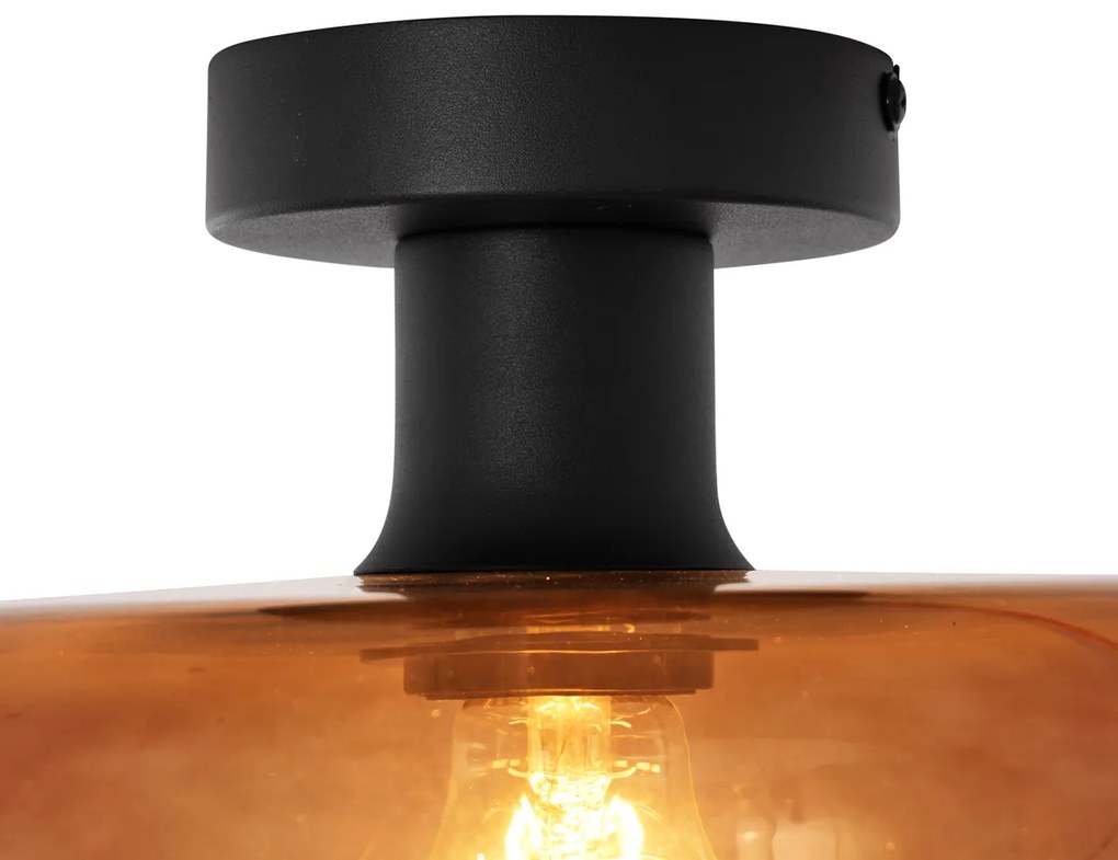 Lampada da soffitto retrò nera con vetro bronzo - Bizle
