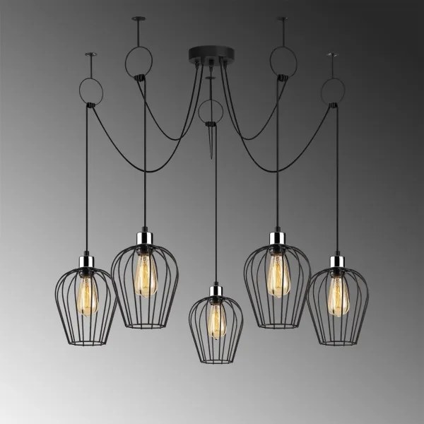 Lampadario a sospensione con filo TEL 5xE27/40W/230V ragno