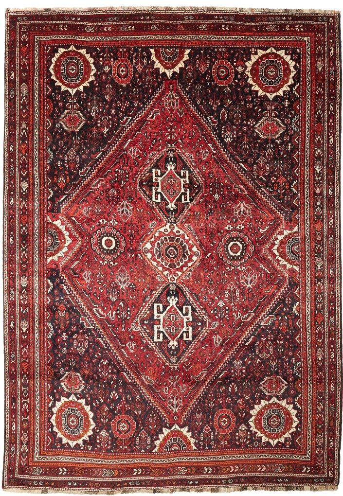 Shiraz Tappeto persiano 220x310 Rosso (Iran) Annodato A Mano