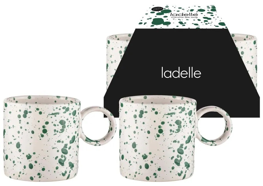 Tazze in gres bianco-verde in set da 2 pezzi 450 ml Carnival - Ladelle
