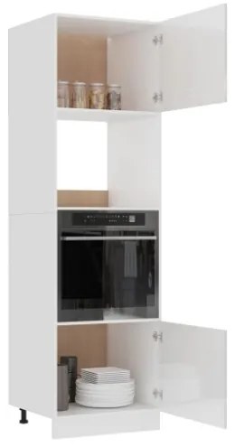 Armadio per Microonde Bianco Lucido 60x57x207 cm in Truciolato