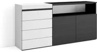 Cassettiera, 135x57x75 cm, Camera da letto, stanza, Con Stoccaggio, Bianco e nero , RF3421