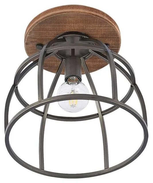 Lindby - Rutger Round Plafoniera Wood/Black Lindby