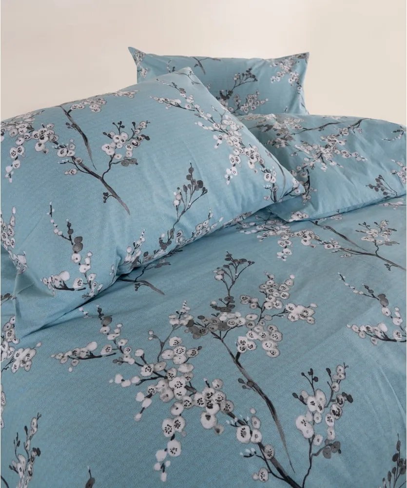 Set copripiumino e federa blu in cotone renforcé per letto matrimoniale ed esteso 240x220 cm Blue Floral – Mila Home Luxury