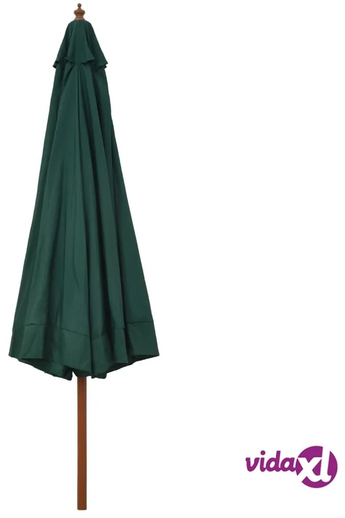 vidaXL Ombrellone da Esterni con Palo in Legno 330 cm Verde