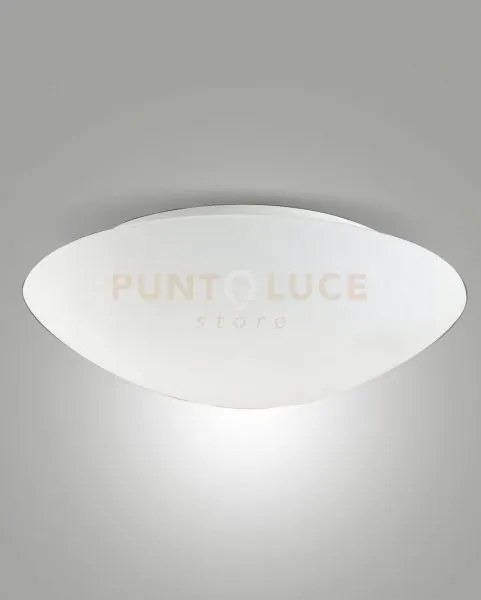Pandora plafoniera bianca diametro 46cm in vetro 2 luci attacco e27