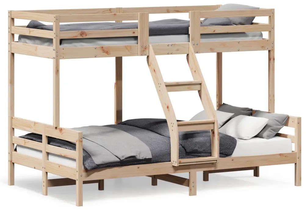 Letto A Castello 90x200/120x200 Cm İn Legno Massello Di Pino /