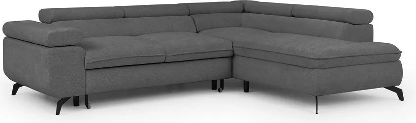 Divano angolare grigio (con penisola a destra/a L) con rivestimento in ciniglia Marbeya – Ropez