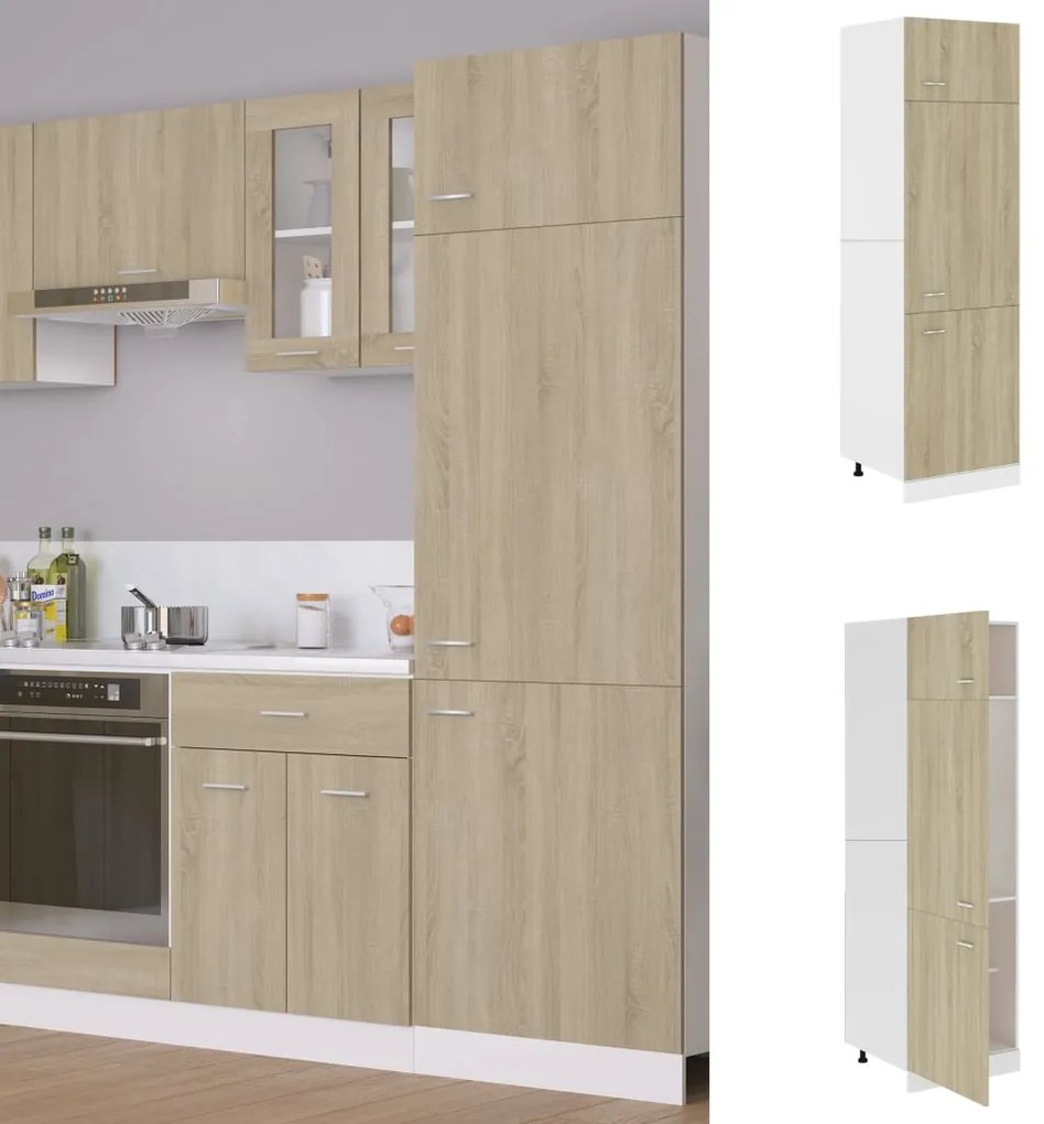 Mobile Per Frigo Rovere Sonoma 60x57x207 Cm Legno Multistrato /