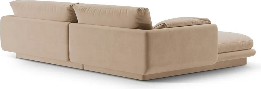 Divano angolare beige (con penisola a destra/con chaise lounge) con rivestimento in velluto Torino – Micadoni