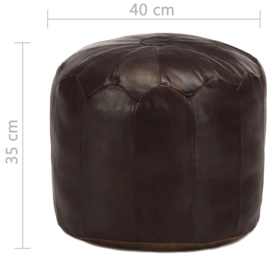 Pouf marrone scuro 40x35 cm in vera pelle di capra