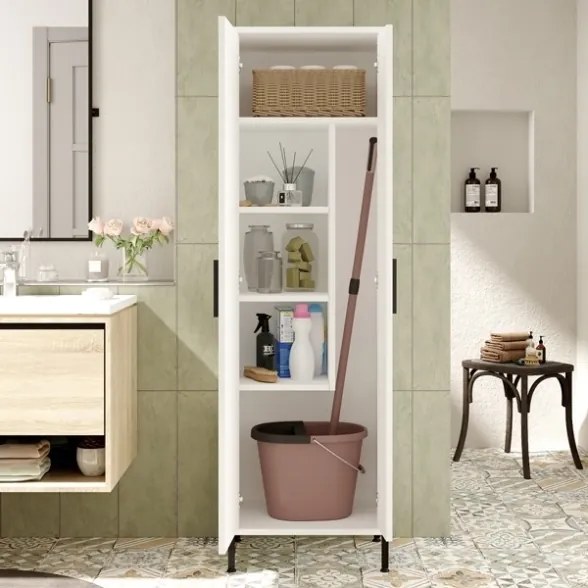 Colonna Bagno Multiuso Con Vano Portascope 50x36x165H Bianco Daisy