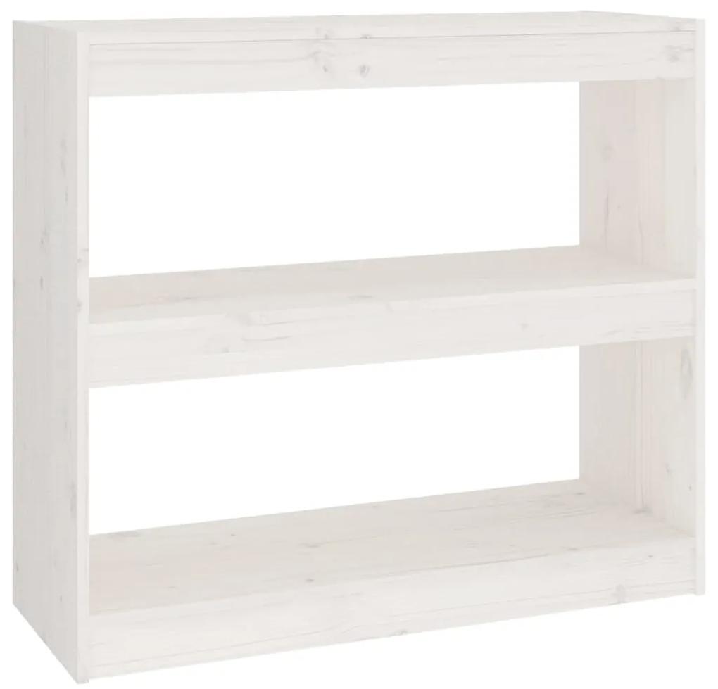 Libreria/divisorio bianco 80x30x71,5 cm legno massello di pino