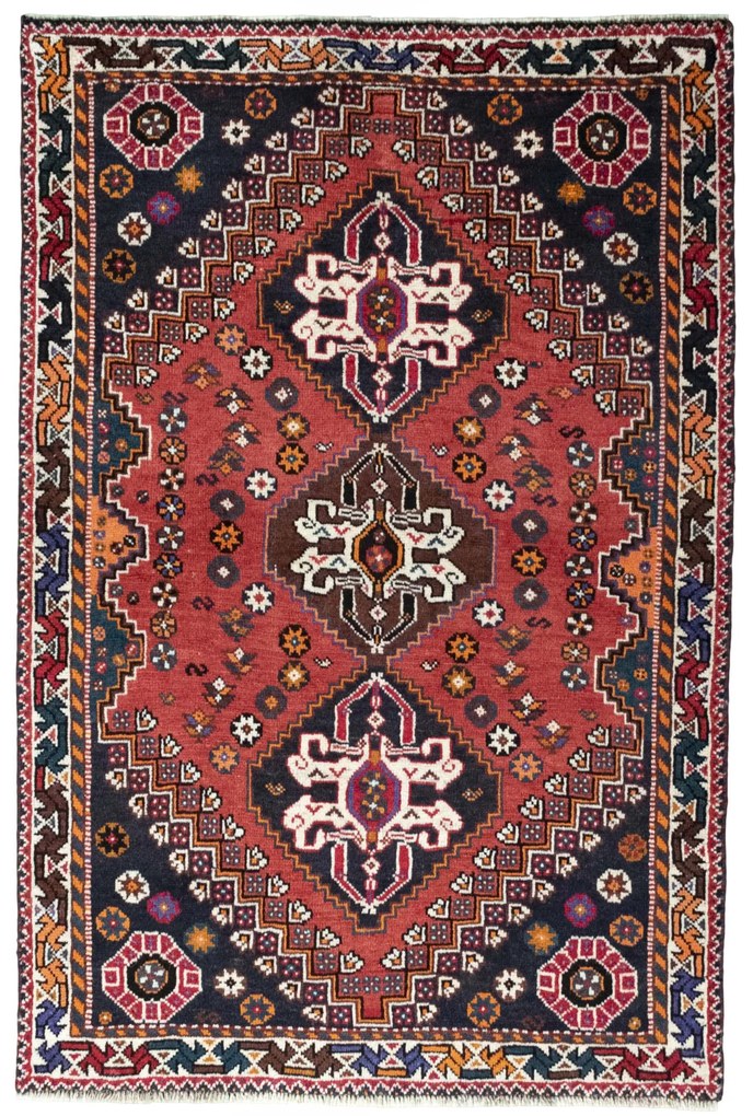 Shiraz Tappeto 180x120 Rosso (Iran) Annodato A Mano