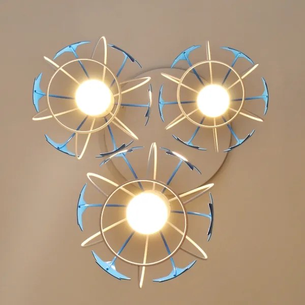 Lampadario a sospensione per bambini STARS 3xE27/15W/230V blu/bianco