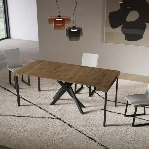 Consolle allungabile Libo Small - Noce gambe antracite 90x40/196 cm