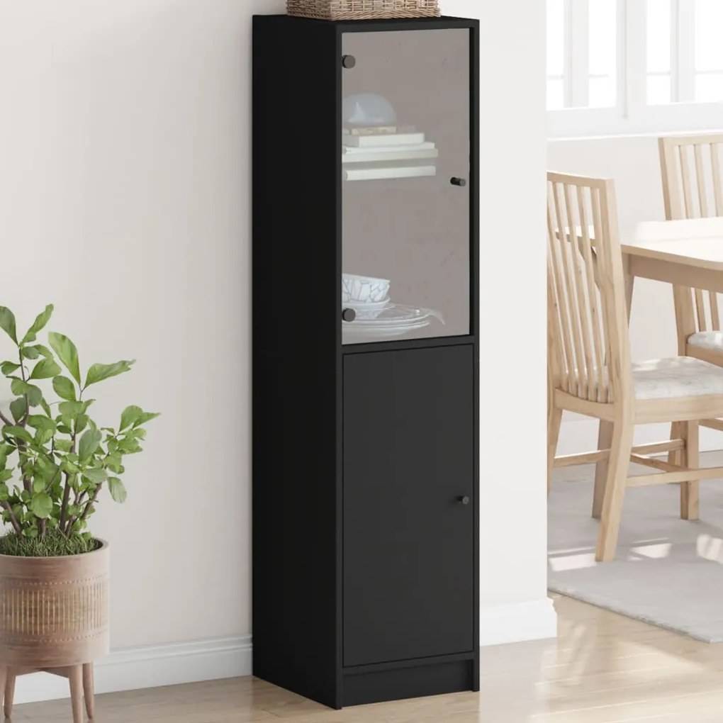 Credenza Con Anta İn Vetro Nera 35x37x142 Cm /