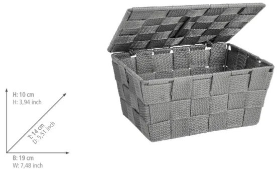 WENKO 22793100 - Cestino ADRIA 19 x 14 cm grigio