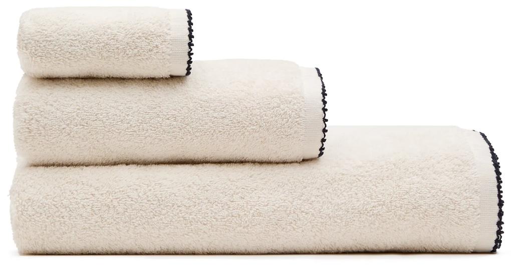 Kave Home - Asciugamani Sinami 100% cotone beige con dettaglio a contrasto nero 50 x 90 cm