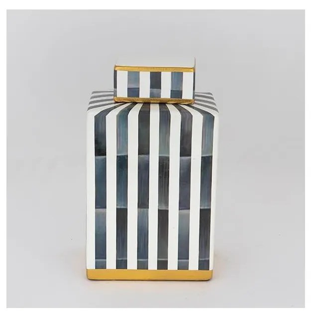 Vaso in ceramica 22x18x8 cm blu/bianco