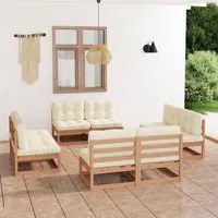 Set Divani da Giardino 8 pz con Cuscini Legno Massello Pino cod mxl 44741