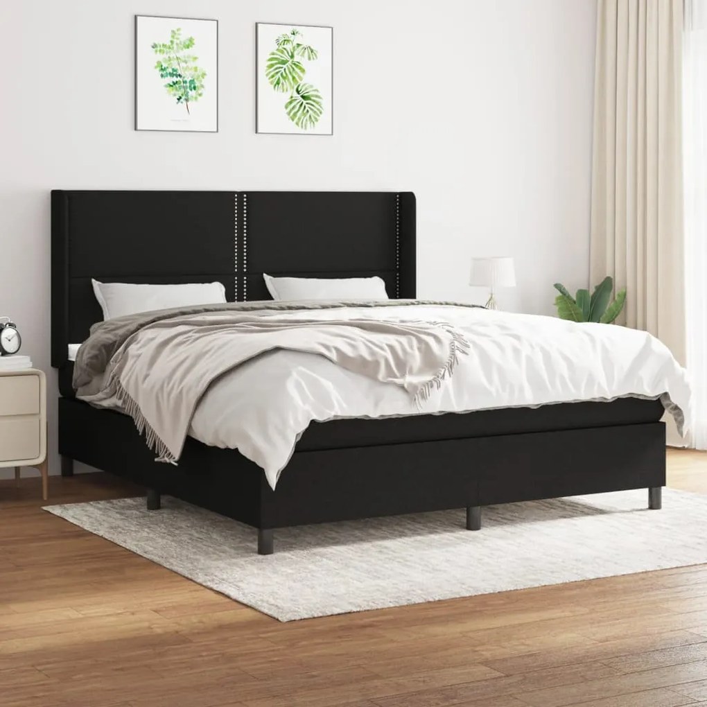 Giroletto A Molle Con Materasso Nero 160x200 Cm İn Tessuto /