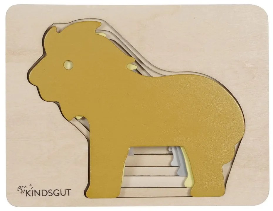 Puzzle a inserimento in legno Lion - Kindsgut