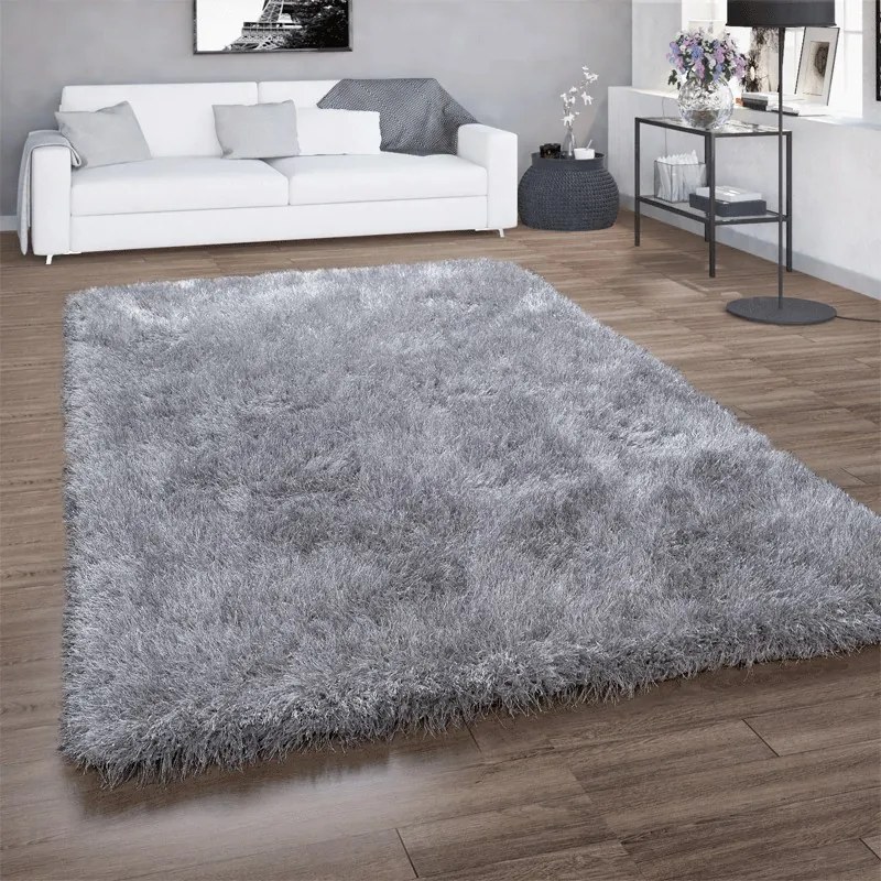 Tappeto Shaggy a Pelo Lungo Tinta unita Colori Assortiti  Colore Grigio, Dimensioni cm 120x160