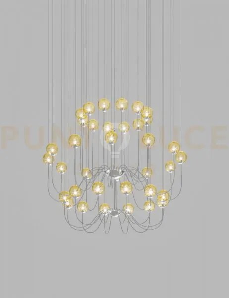 Puppet sospensione 36p ambra trasparente cromo lucido 36 luci attac...
